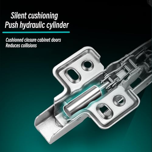 BADALU 165 Degree Kitchen Cabinet Hinges (1 Pair, 2 PCS) Concealed Hydraulic Adjustable Mounting, Soft Closing Nickel-Plated Steel Buffer Dampers for Frameless Cabinet Doors(Fixed Full Overlay) - Image 5
