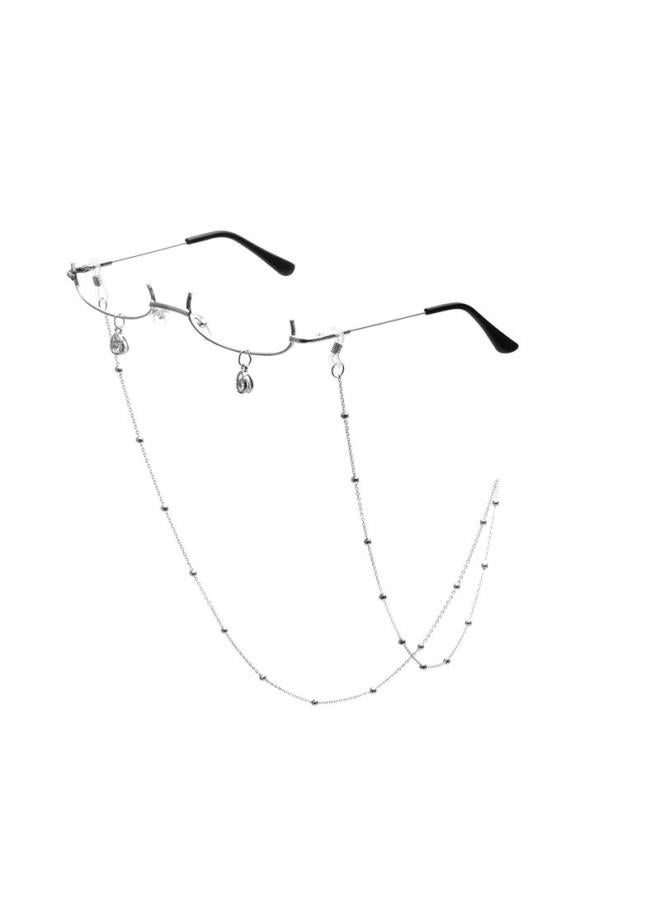 Generic Secondary Non-lens Metal Half-frame Glasses Women's Style Soft Girl Cyber Celebrity Cos With Chain 