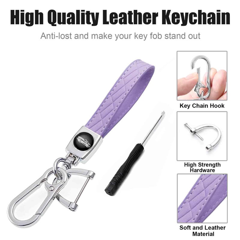 Cacacar Key Fob Cover for Chevy GMC with Keychain, Silverado Sierra Tahoe Suburban Equinox Traverse Yukon Denali Terrain Buick Envision Premium Soft TPU Case (5 Buttons Purple) - Image 5