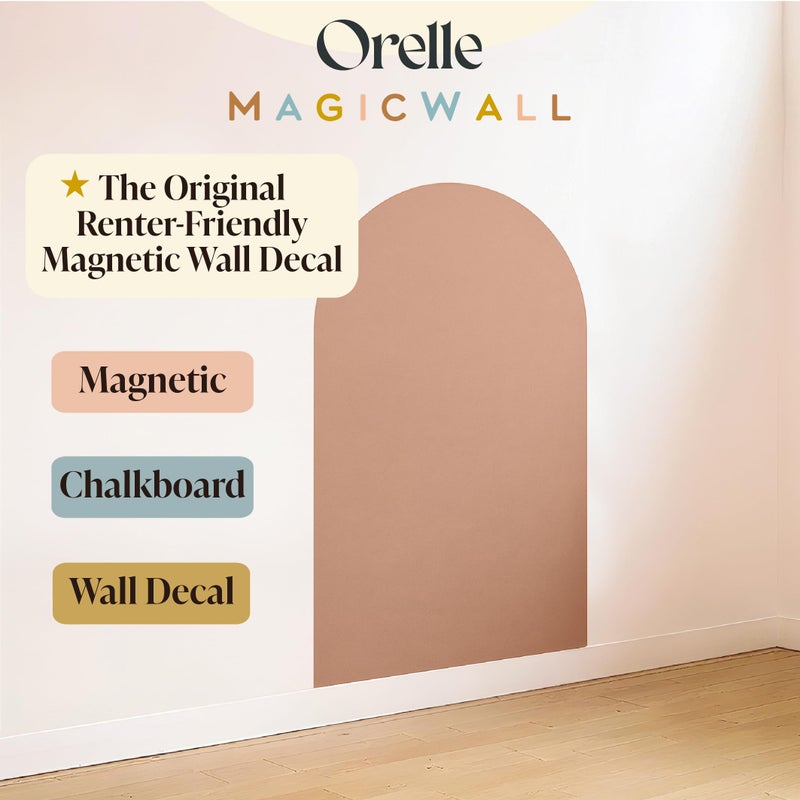 Orelle MagicWall | Magnetic Arch Wall Decal â€“ Repositionable & Renter-Friendly | Peel & Stick Magnetic Wall Decal Chalkboard | Playroom Essentials | Large 24 x 39â€ | Mocha - Image 2
