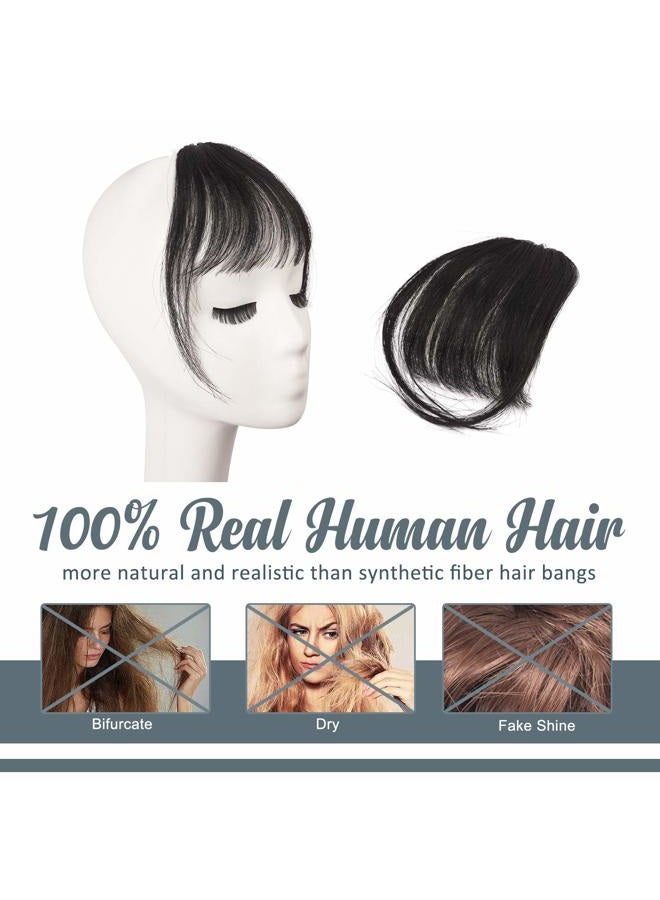 BARSDAR Real Human Hair Clip in Bangs - 100% Human Hair Clip in Bangs for Women - Natural Black Wispy Bangs Extensions Fringe with Temples Real Hair Bangs Hairpieces - Natural Black - Image 2
