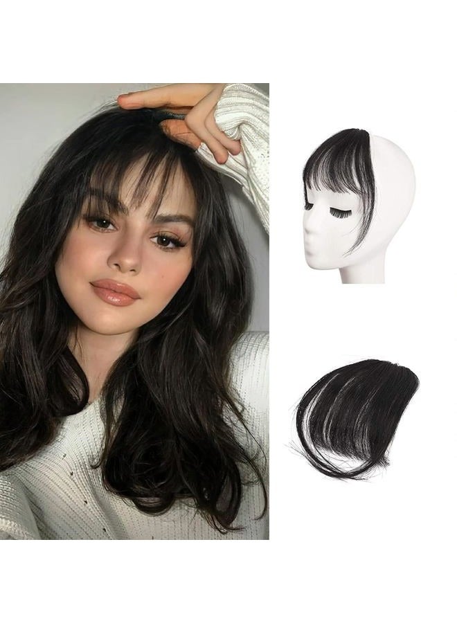 BARSDAR Real Human Hair Clip in Bangs - 100% Human Hair Clip in Bangs for Women - Natural Black Wispy Bangs Extensions Fringe with Temples Real Hair Bangs Hairpieces - Natural Black - Image 1