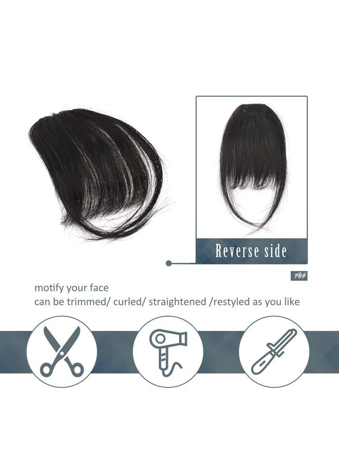 BARSDAR Real Human Hair Clip in Bangs - 100% Human Hair Clip in Bangs for Women - Natural Black Wispy Bangs Extensions Fringe with Temples Real Hair Bangs Hairpieces - Natural Black - Image 4