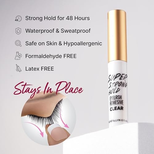i.Envy i•ENVY Super Strong Hold Eyelash Adhesive, Waterproof, 48-Hour Long-Lasting Lash Glue, Latex-Free, Hypoallergenic, Quick-Drying with Brush-On Applicator for Strip Lashes (Clear, 6 Pack) - Image 2