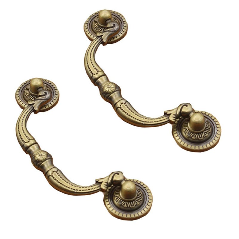 2 Vintage Retro Cabinet Bail Pull Handles 9.6cm Hole Spacing - Image 2