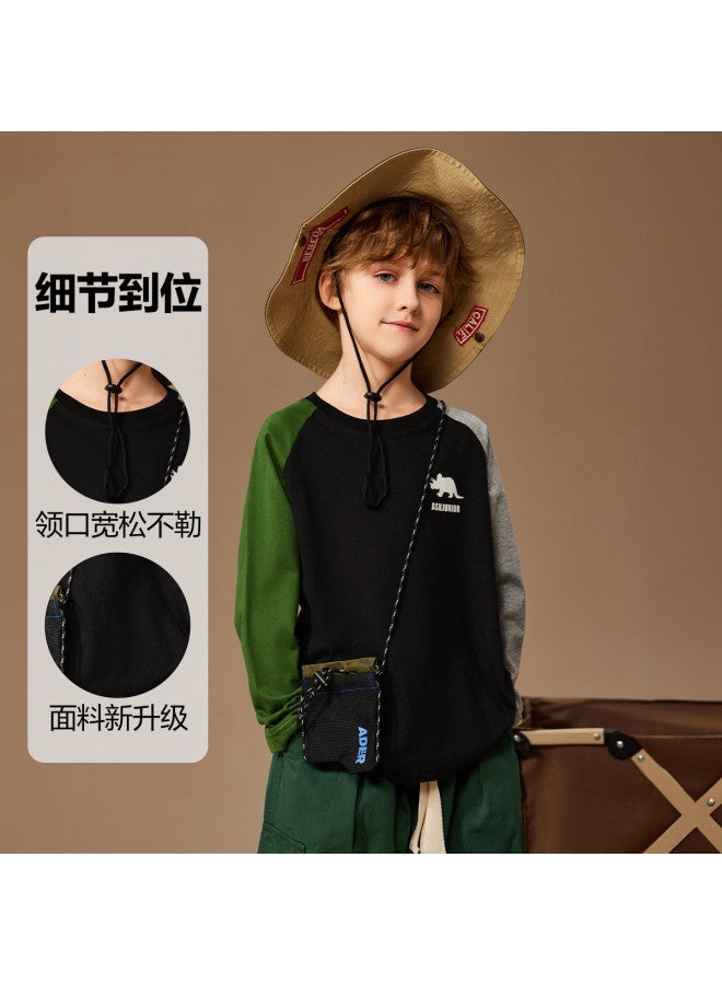 ASK JUNIOR Children's Long Sleeve T-shirt Autumn Boys' Big Kids Color Block Running Sports Base Layer Teenagers Top - Image 4
