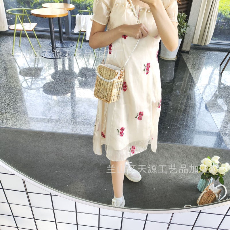 Rattan Woven Bag For Women, Versatile Woven Bag, Fresh And Fashionable Small Square Bag, Summer Beach Tote Bag, Small Chanel Style - Image 3