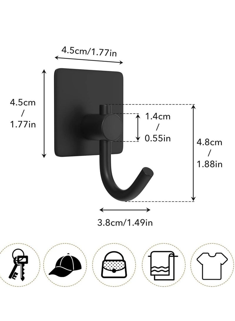 4 Packs Heavy Duty Stick On Wall and Door Hooks for Hanging Bathroom Towel Hooks and Kitchen Hallway Sticky Black Hooks Coat Hooks Robe Hook Wall Mounted Stainless Rustproof - Image 4