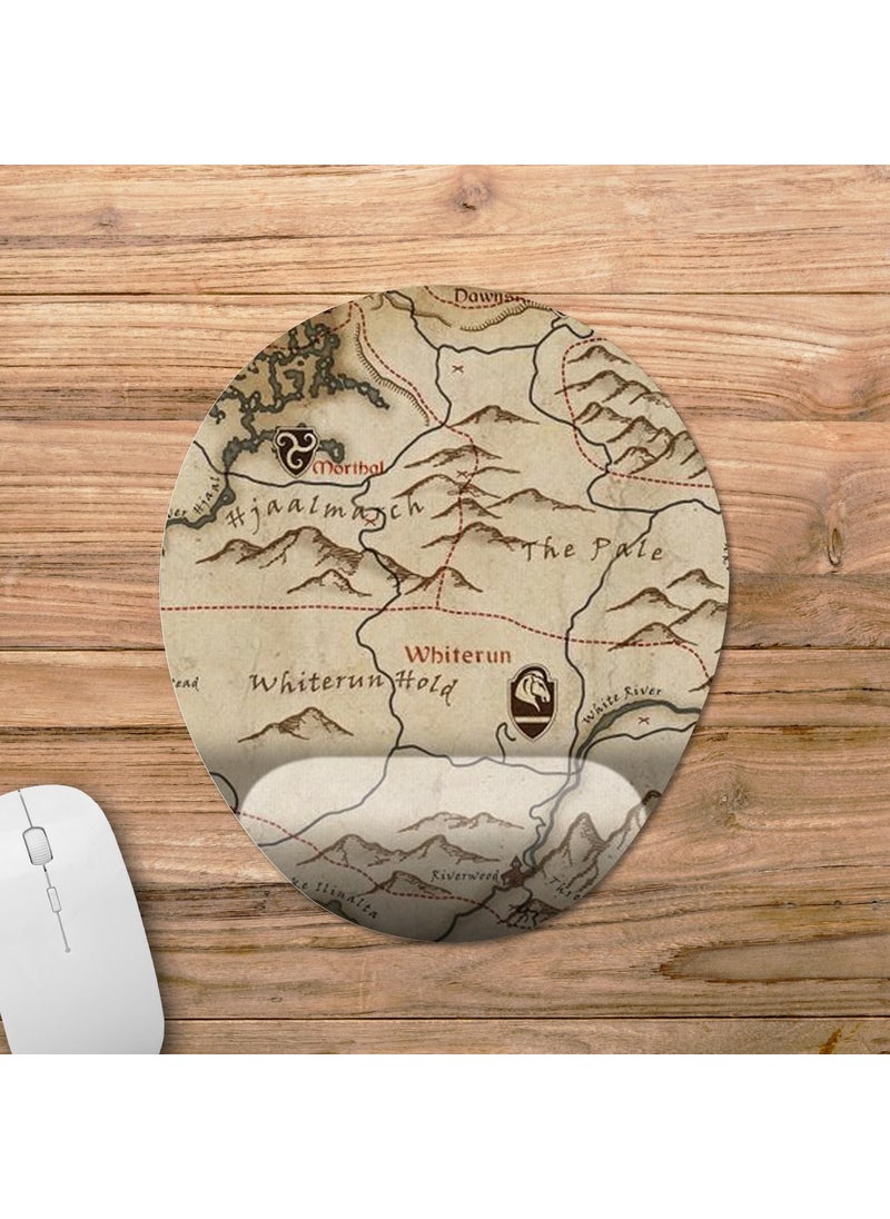 Skyrim Map - The Elder Scrolls V: Skyrim Wrist Rest Mousepad Model - 1 Oval