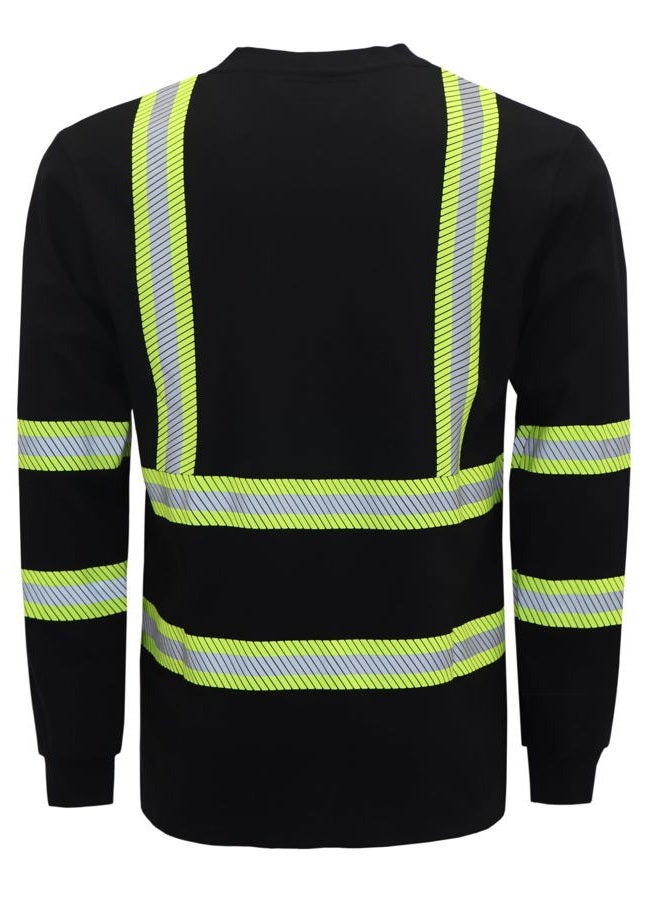 BOCOMAL FR Shirts High Visibility/Hi Vis Reflective Flame Resistant/Fire Retardant Shirt 7oz Black Men's Safety Shirts - Image 4