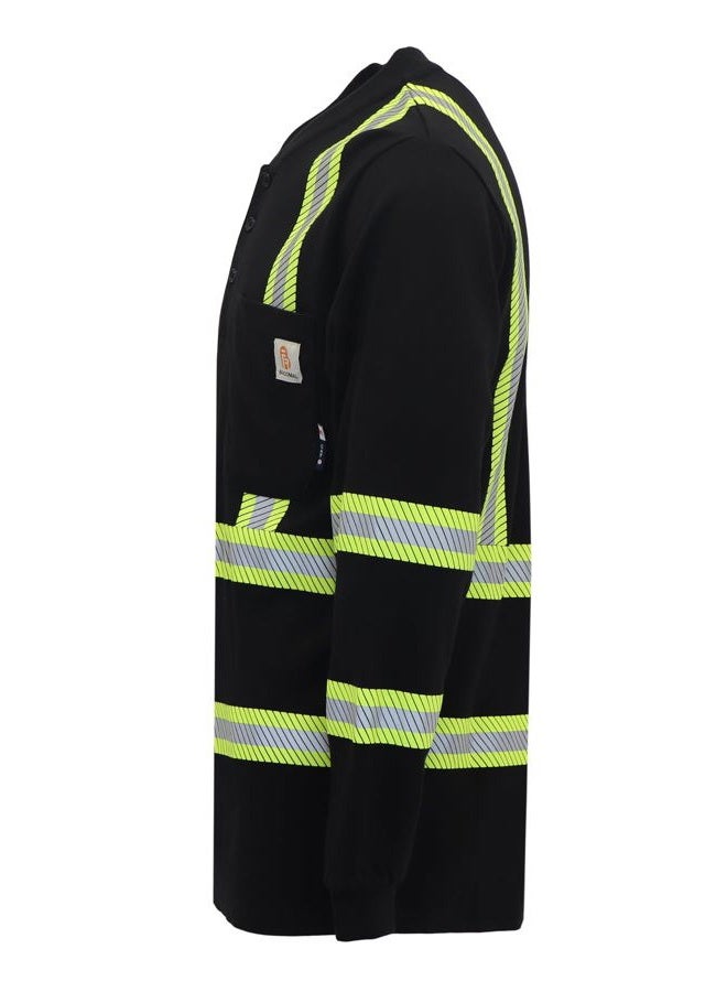 BOCOMAL FR Shirts High Visibility/Hi Vis Reflective Flame Resistant/Fire Retardant Shirt 7oz Black Men's Safety Shirts - Image 3