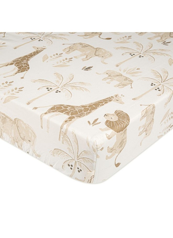 Crane BABY Crane Baby Crib Sheet, Safari Crib Sheets & Toddler Sheets, 100% Cotton Crib Sheets for Standard Crib Mattress, 28"x 52", Breathable Crib Sheets, Fitted Crib Sheets for Boys and Girls  - Image 1