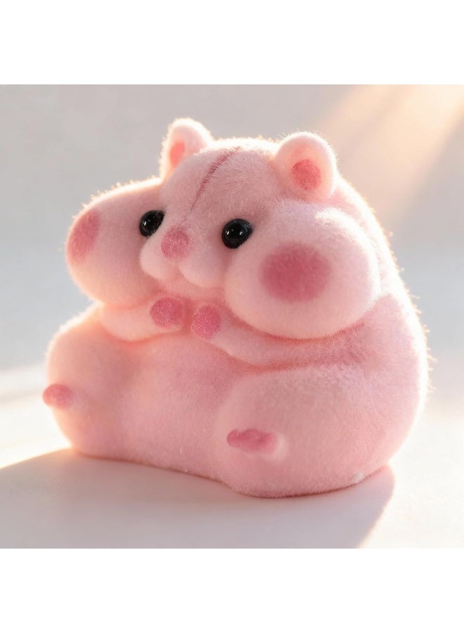 Handmade Cute Taba Squeeze Pink Fuzzy Hamster Squishy Toy with Glasses, Cheese & Bottle Accessories – Soft Squeeze Stress Relief Fidget Sensory Toy with Clear Capsule Case - Image 3