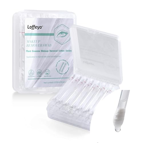 Loffeyo 50 Count Makeup Remover Cotton Swabs Eye Lip Sticks remover With With Peony Licorice Root LiquidFilled Makeup Remover Swabs Space Saving and Travel Essentials - Image 1