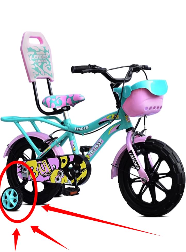 Neemo عجلات تدريب لدراجة الأطفال، وردي وأسود، مثبتات ثقيلة 12 و 14 بوصة - Image 2