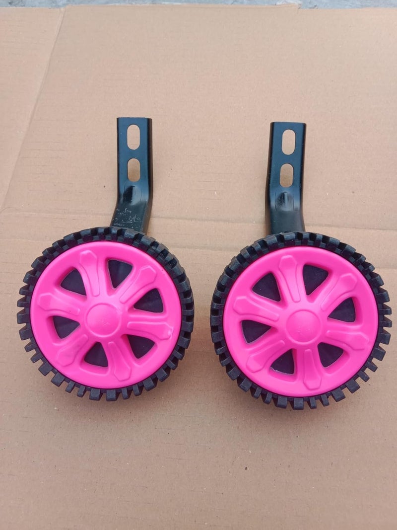 Neemo عجلات تدريب لدراجة الأطفال، وردي وأسود، مثبتات ثقيلة 12 و 14 بوصة - Image 1