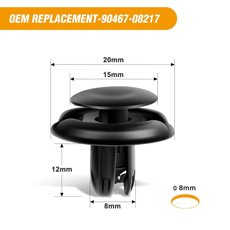 GOOACC 50Pcs Upper Seal Radiator Cover Push-Type Retainer Compatible with Toyota Lexus 90467-08217 4Runner FJ Cruiser Tacoma GX470 Honda Acura 91512-SX0-003 Accord Civic Insight Odyssey - Image 3