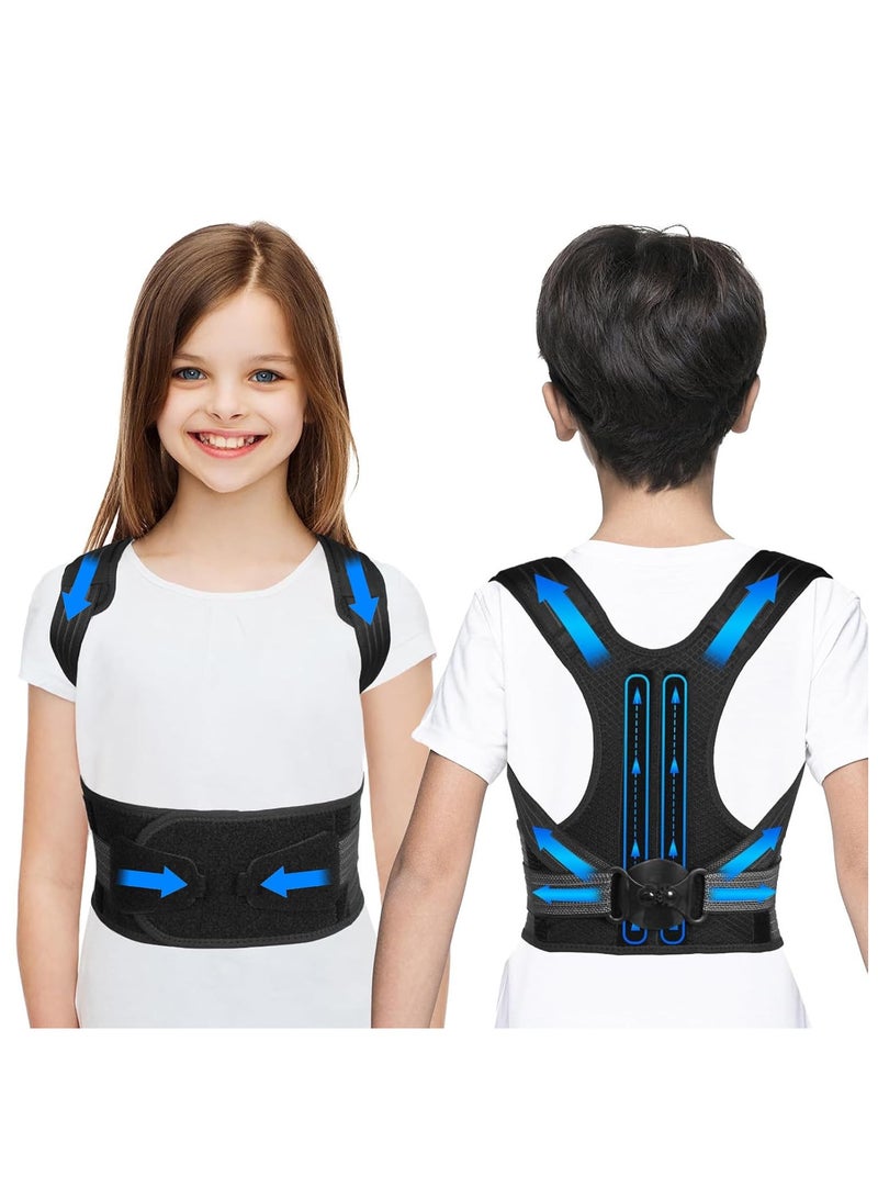 انسجام مصحح وضعية الظهر للأطفال قابل للتعديل، يدعم كامل الظهر، دعامة فعالة لوضعية الظهر العلوية للمراهقين والأولاد والبنات، يدعم العمود الفقري لتحسين الانحناء ومنع الحدبة، مصحح للعمود الفقري - مقاس صغير - Image 1
