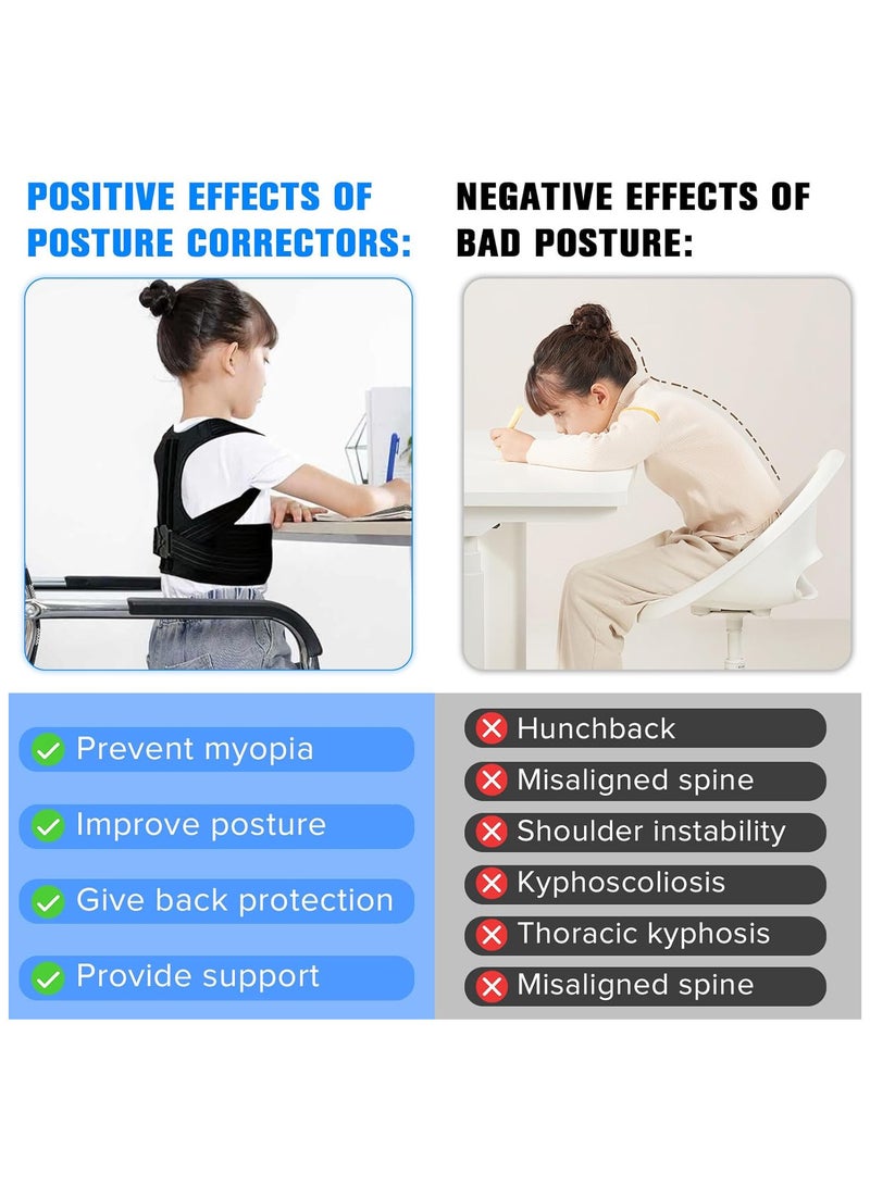 انسجام مصحح وضعية الظهر للأطفال قابل للتعديل، يدعم كامل الظهر، دعامة فعالة لوضعية الظهر العلوية للمراهقين والأولاد والبنات، يدعم العمود الفقري لتحسين الانحناء ومنع الحدبة، مصحح للعمود الفقري - مقاس صغير - Image 3