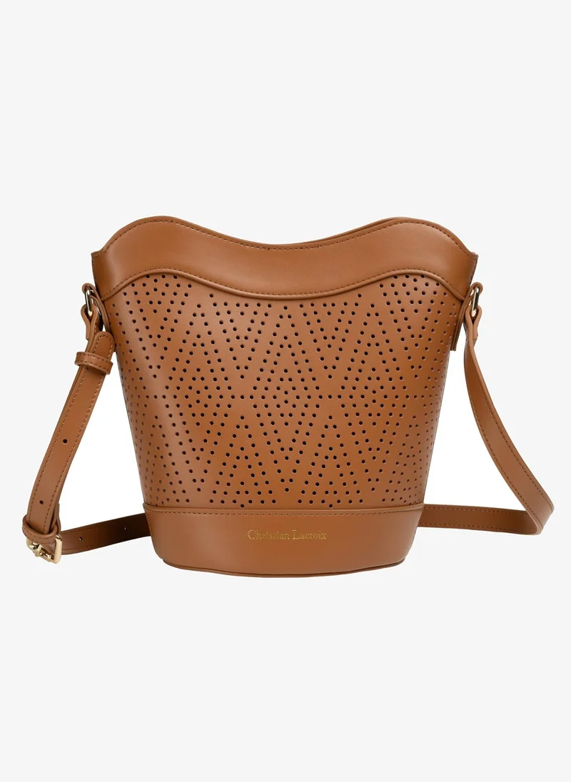 Christian Lacroix Christian Lacroix Women's Nebula Genuine Leather Bucket Bag - Tan