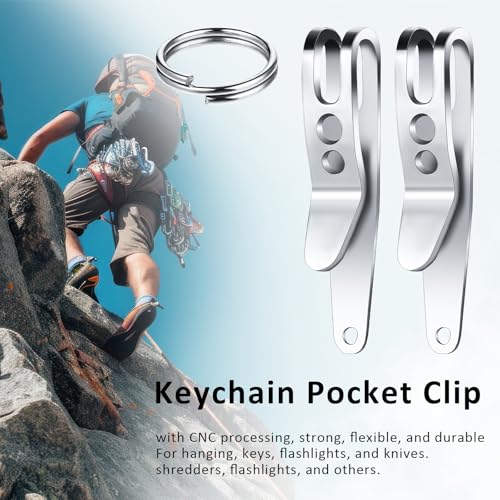 Molain 5Pcs Pocket Bag Suspension Clip With Keychain, Stainless Steel Waist Belt Hanging Clip Key Buckles, Silver - Image 5