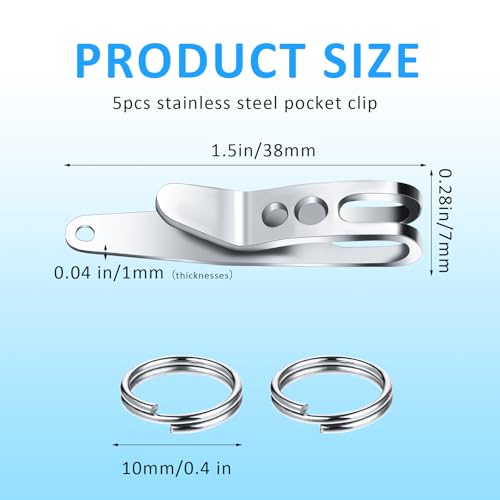 Molain 5Pcs Pocket Bag Suspension Clip With Keychain, Stainless Steel Waist Belt Hanging Clip Key Buckles, Silver - Image 2