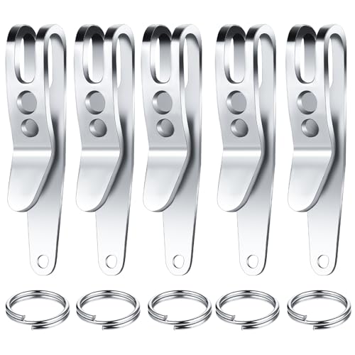 Molain 5Pcs Pocket Bag Suspension Clip With Keychain, Stainless Steel Waist Belt Hanging Clip Key Buckles, Silver - Image 1