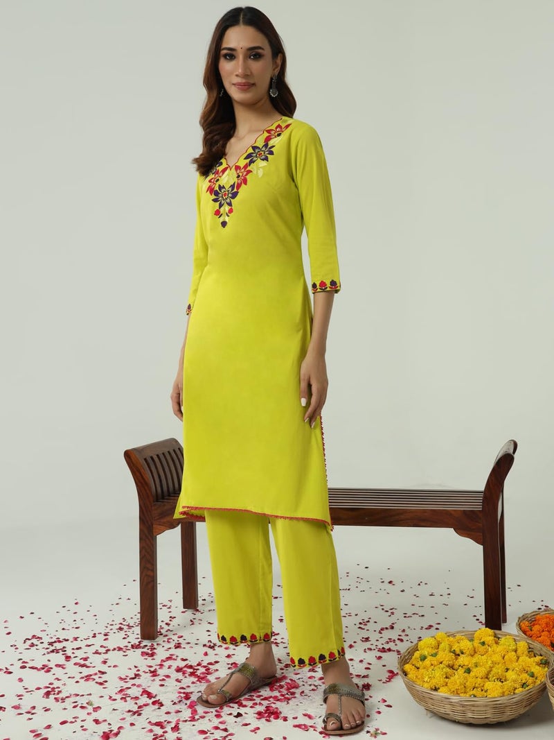 FIORRA Women's Cotton Flared Kurta Set - Image 3