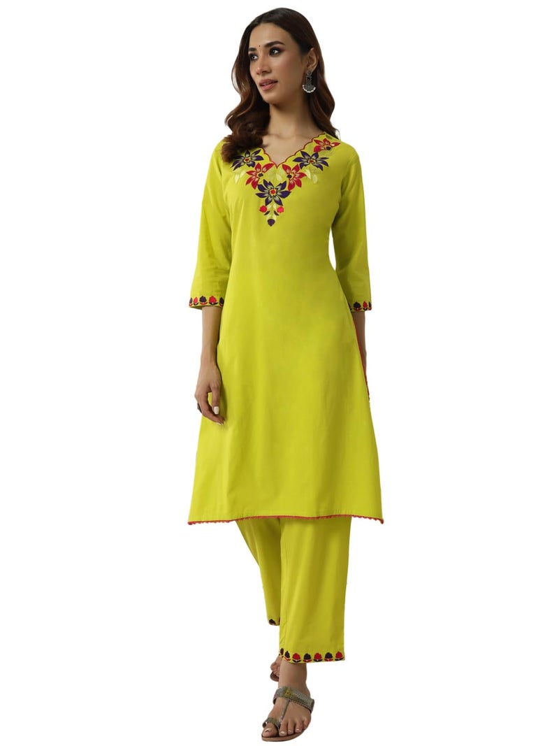 FIORRA Women's Cotton Flared Kurta Set - Image 1
