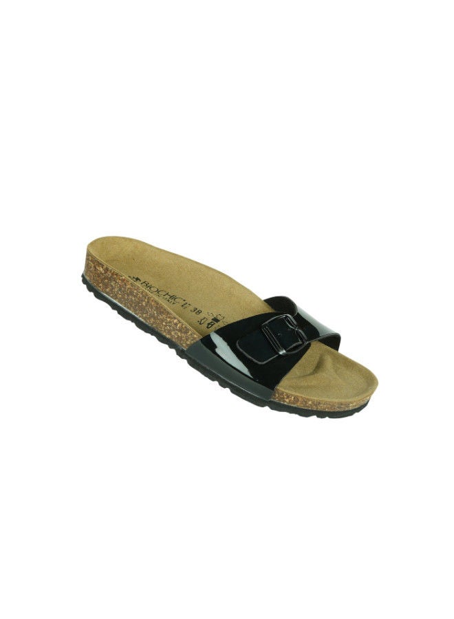 Biochic Ladies Single Strap Sandals 012-480 1837-Black - Image 1