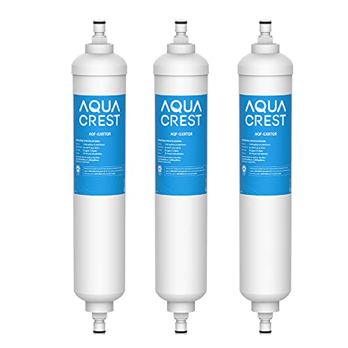 AQUA CREST GXRTQR Inline Water Filter NSF Certified Compatible with GE GXRTQR GXRTQ System Reduces Chlorine Fluoride Limescale and More for Refrigerator Icemaker RVs 3 Filters