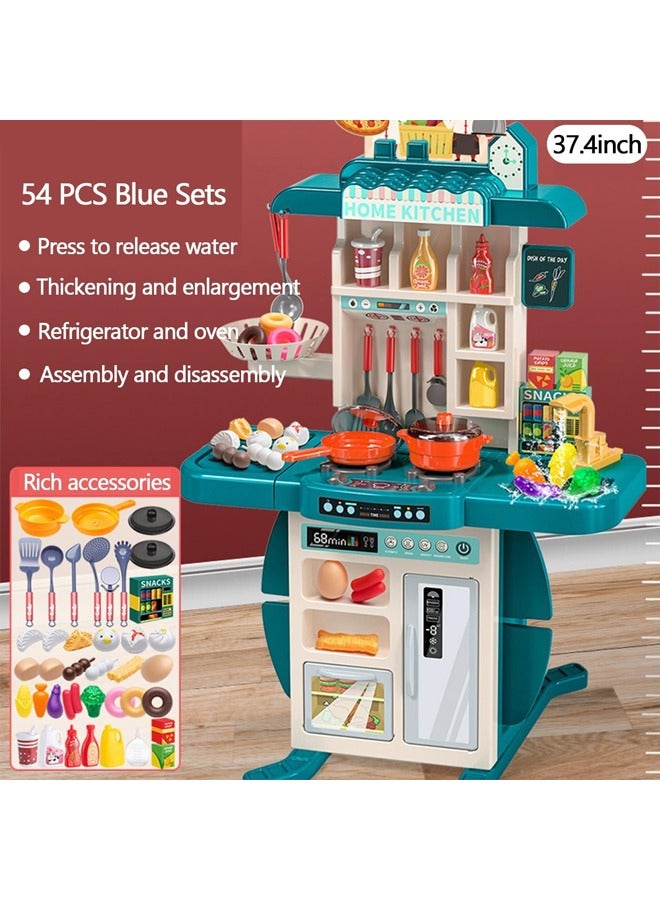 54Pcs Kids Kitchen Play Set，Interactive Kids Kitchen Play Set with 50Pcs of Pretend Kitchen Toys，Realistic Sound Effects，and Simulated Functionality - Suitable for Toddlers Aged 2-12 Years - Image 2