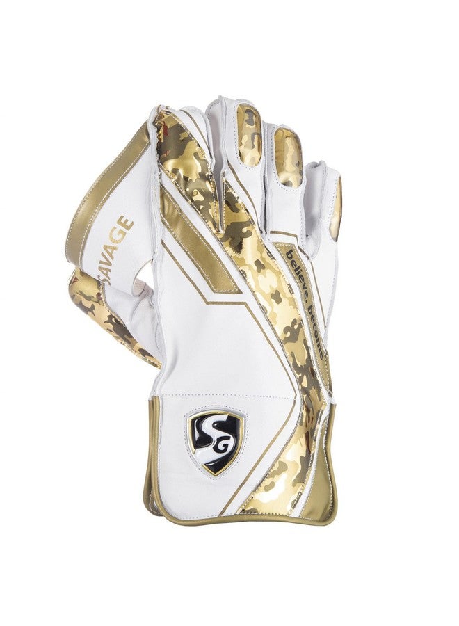 إس جي قفازات SG Rubber Savage Wicket Keeping Gloves WK (شباب)، لعبة الكريكيت، متعددة الاستخدامات، قياسية - Image 1