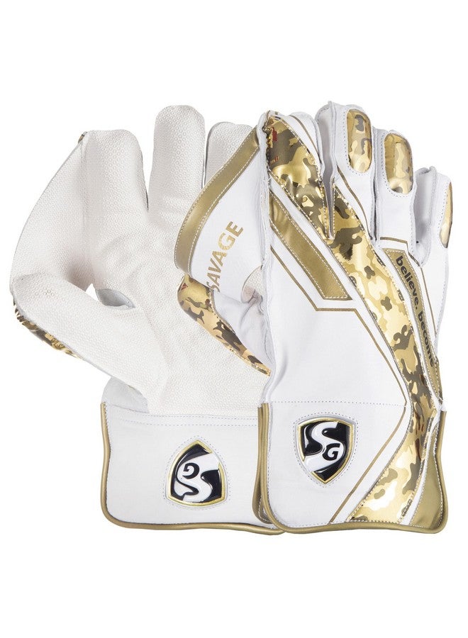 إس جي قفازات SG Rubber Savage Wicket Keeping Gloves WK (شباب)، لعبة الكريكيت، متعددة الاستخدامات، قياسية - Image 3