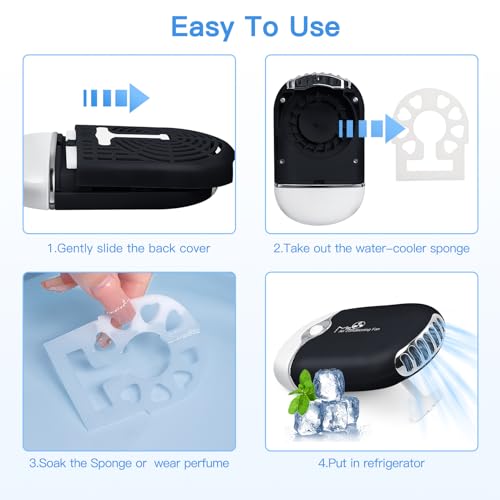 mlogiroa Lash Fan Mini Portable Eyelash - Handheld for Eyelash Extension Rechargeable USB C Air Cooling Blower Fan with Built in Sponge Lash Extension Application(Black) - Image 2