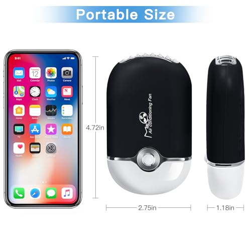mlogiroa Lash Fan Mini Portable Eyelash - Handheld for Eyelash Extension Rechargeable USB C Air Cooling Blower Fan with Built in Sponge Lash Extension Application(Black) - Image 5