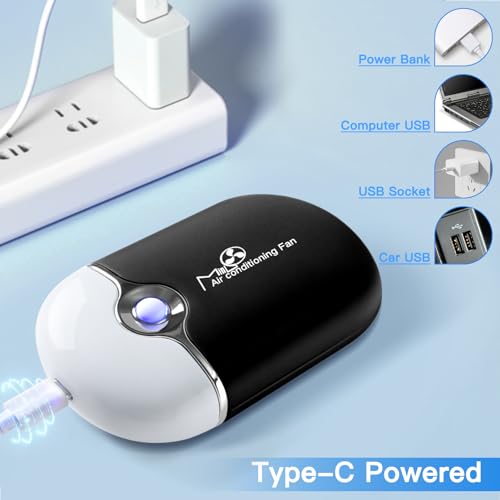 mlogiroa Lash Fan Mini Portable Eyelash - Handheld for Eyelash Extension Rechargeable USB C Air Cooling Blower Fan with Built in Sponge Lash Extension Application(Black) - Image 4