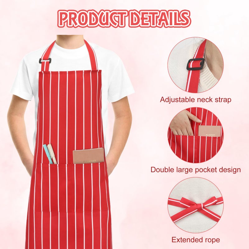 Xlsxexcl 1950S Waiter Costume Kit  Soda Jerk Costume Kit  Red And White Striped Apron With 2 Pockets  Chef Hat Red Bow Ties Adjustable For Kid Costume Cosplay Party (45X65Cm) - Image 3