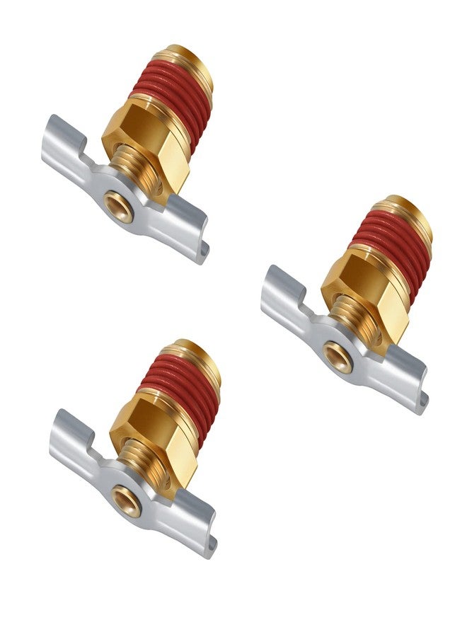 SUNROAD 3Pc Drainage Valve with Wing Nut Handle, 1/4 NPT Inlet.SUNROAD Brass Winged Tank Drain Cock Wing Style Valve - Image 1