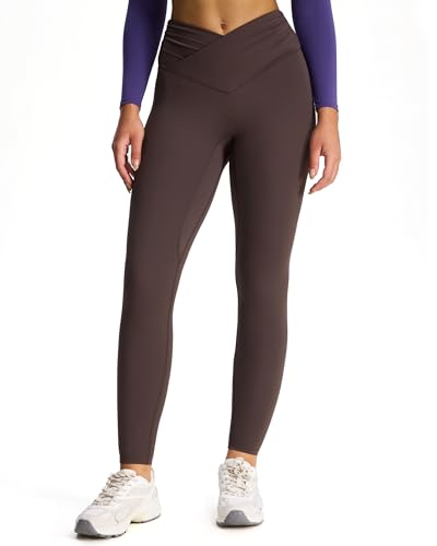 Aoxjox High Waisted Yoga Pants for Women Hidden Scrunch CrossWaist Buttery Soft Crossover Workout Venus Leggings 26 Mulch Small - Image 1