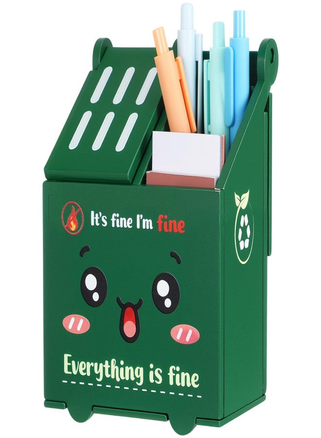 GlikCeil Dumpster Fire Pencil Holder, Funny Trash Can Pen Case for Desk Appreciation Gifts for Coworkers Teacher, 2 Compartments Office Supplies Accessories Decor(Already Assembled)(1 Pcs) - Image 1