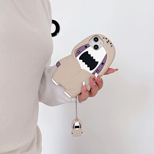 QoKcoahn Case Compatible with iPhone 16 Pro Max,Cute 3D Kawaii Funny Sweater Shark Cartoon Cover with Keychain Soft Silicone Gel Drop Protector Women Girls - Image 4