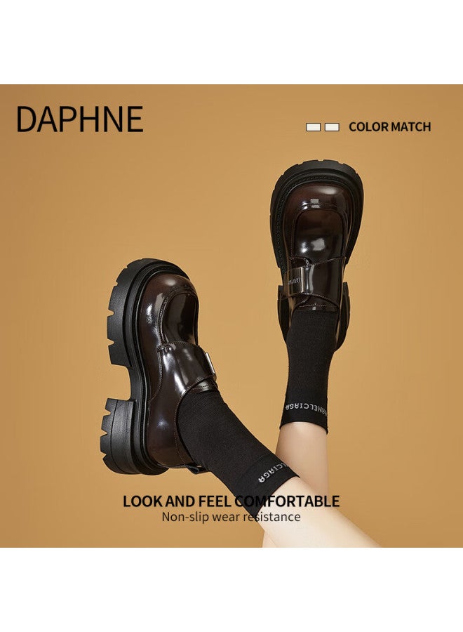 Daphne Thick Sole Loafers Women New Winter Black Casual Soft Sole Slip-on Shoes - Image 4