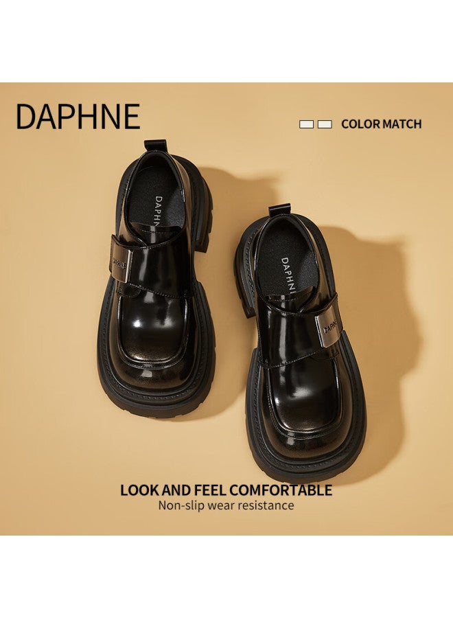 Daphne Thick Sole Loafers Women New Winter Black Casual Soft Sole Slip-on Shoes - Image 5