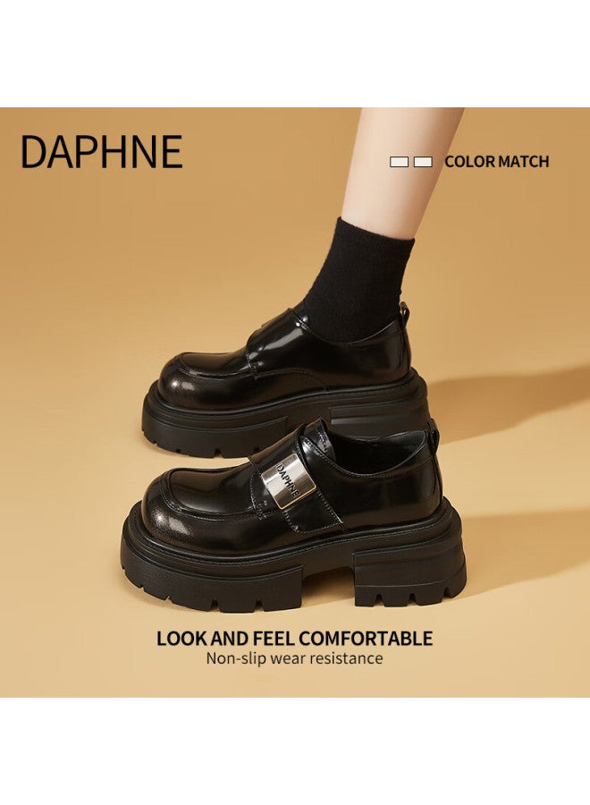 Daphne Thick Sole Loafers Women New Winter Black Casual Soft Sole Slip-on Shoes - Image 3