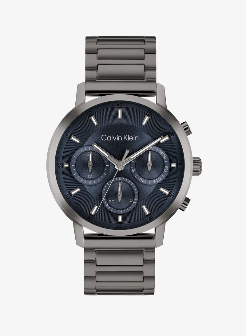 Calvin Klein Gauge Collection Analog Multifunction Quartz Watch For Men With Black Stainless Steel Bracelet - 25200495