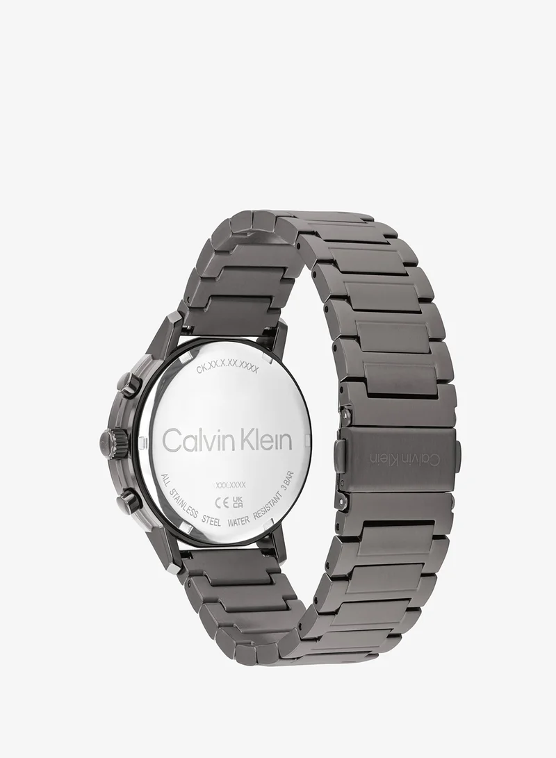 Calvin Klein Gauge Collection Analog Multifunction Quartz Watch For Men With Black Stainless Steel Bracelet - 25200495