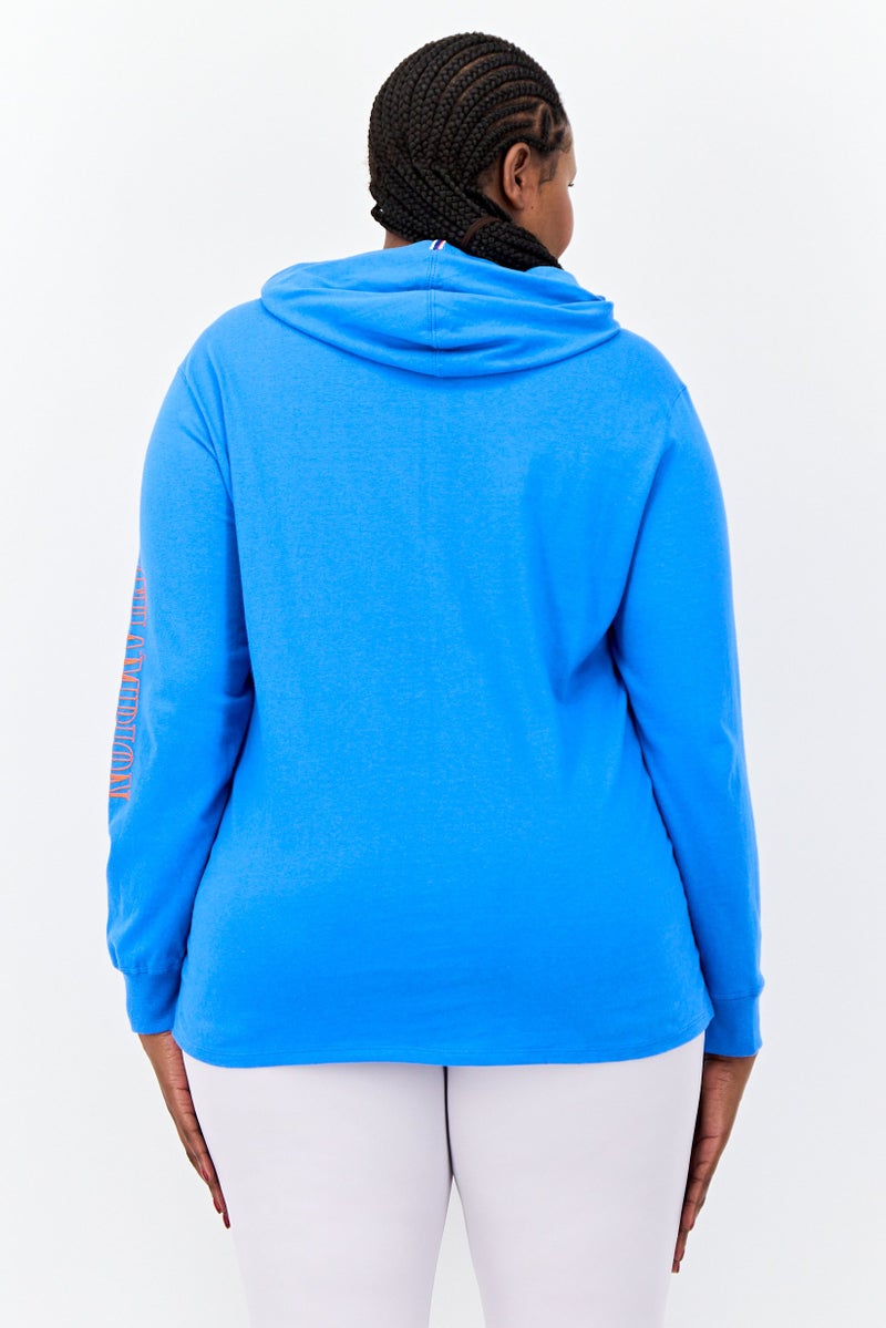 Champion Women Plus Size Long Sleeve Outdoor Sweatshirt, Blue  - Image 3
