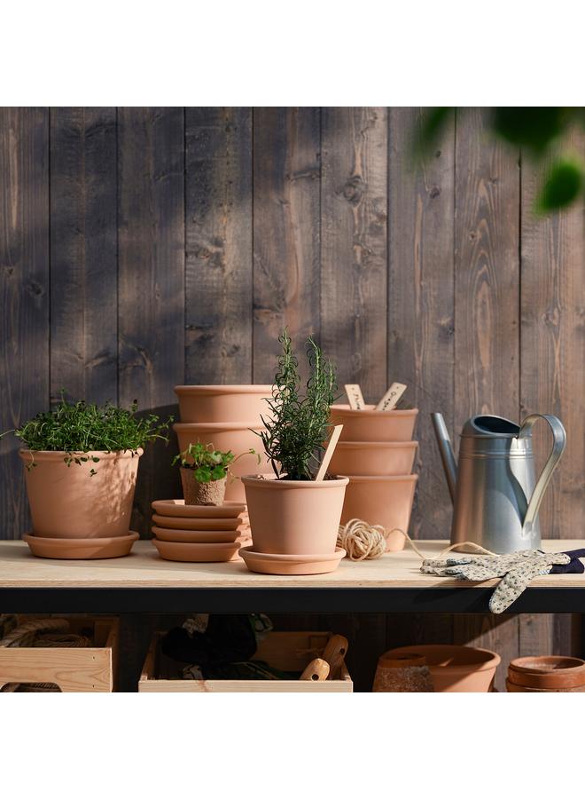 erorex Plant Pot With Saucer, In/Outdoor Terracotta, 12 Cm - Image 2