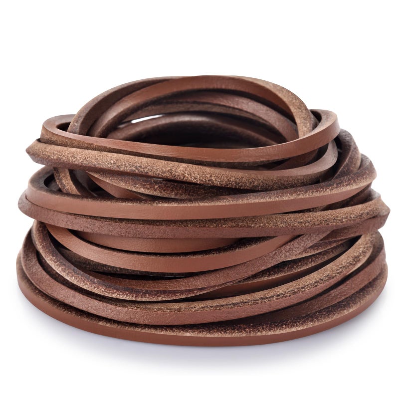 TeeLiy 3MM Flat Genuine Leather Cord Natural Leather Lacing Strip Cord Braiding String for Jewelry Making Shoe Lace Braided Bracelets Necklaces Handbags  Sheaths Veg Tan Light Brown 5Yards